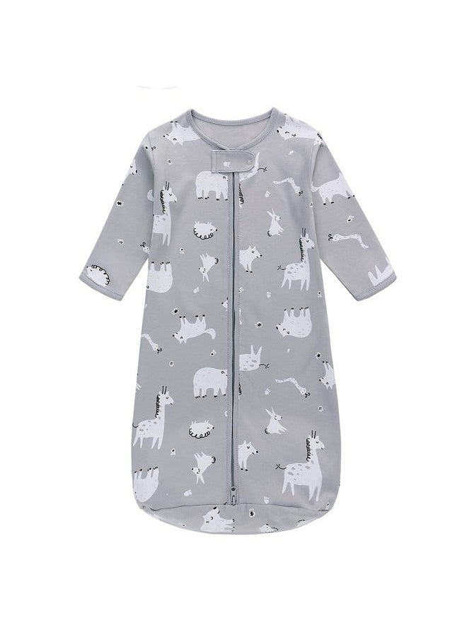 Miracle Baby Long Sleeve Sleep Sack, 100% Cotton Baby Sleeping Bag 0-18 Months Baby Wearable Blanket Super Soft Temp Regulating Premium Infant Toddler Kids Sleeping Sack (6-12 Months Gray Giraffe)  - Image 1