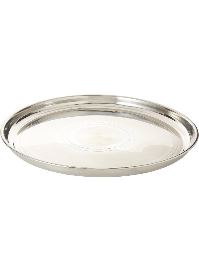 RAJ RAJ Stainless Steel Silver Touch Thala Dinner Plate  - Image 1