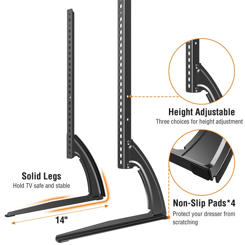 ELIVED Universal Table Top TV Stand for Most 27 to 55 inch LCD LED Plasma Flat Screen TVs, TV Base Height Adjustable Leg Stand Holds up to 88 lbs, VESA up to 800x400mm, YD1014 - Image 4