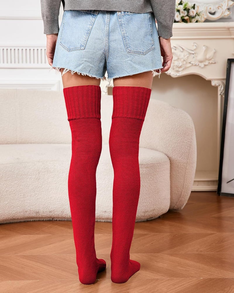 SherryDC Women's Cable Knit Thigh High Socks Winter Boot Stockings Extra Long Over Knee High Leg Warmers - Image 4