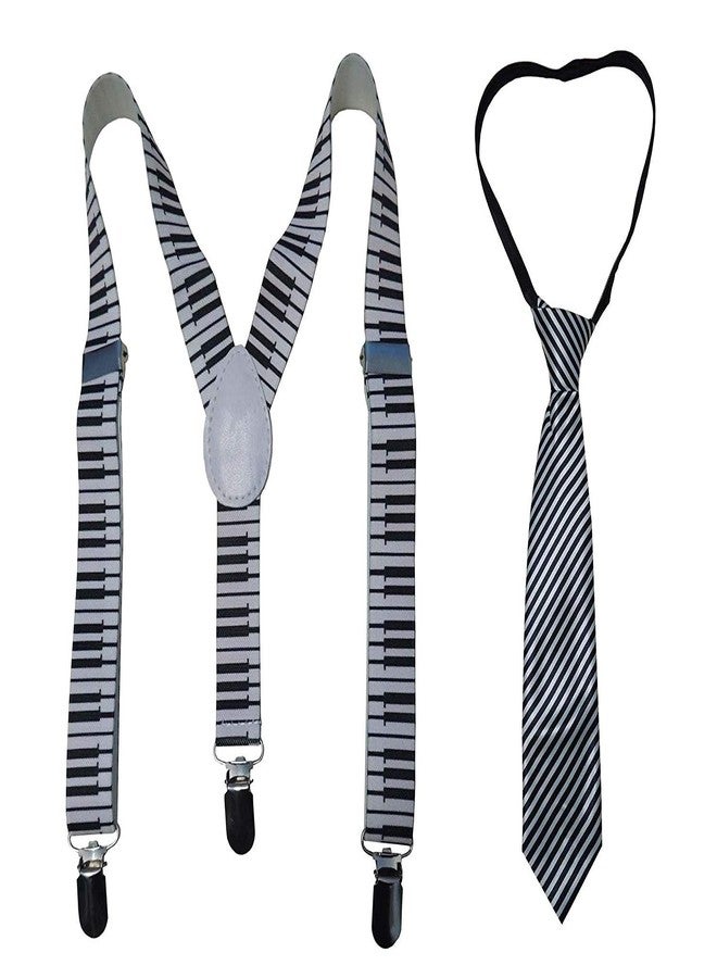 Riyasat رياسة - حمالة أطفال قابلة للتعديل بتصميم خطوط بالأبيض والأسود على شكل Y مع ربطة عنق متطابقة - Image 1