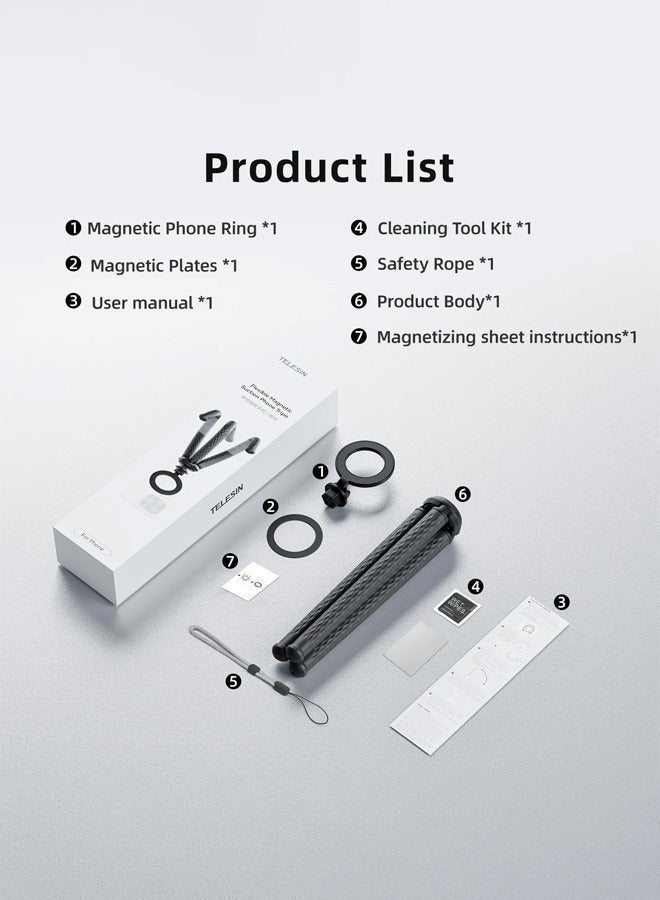 تيليسن TELESIN المغناطيسي ثلاثية مرنة لآيفون ، ميني ثلاثية قابلة للثني الهاتف الوقوف لـ Magsafe عربة أنبوب دراجة نارية ذراع حامل الهاتف عصا سيلفي لتسجيل الفيديو للهواتف كاميرا العمل - Image 3