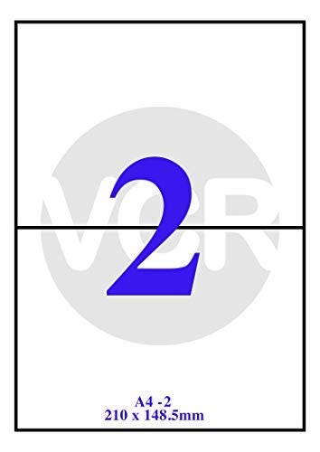 VCR A4 Size White Self Adhesive Label/Sticker for Printer (Inject/Copier/Laser) - Matte - 2 Sticker Per Sheet - 100 Sheets Pack - Image 4