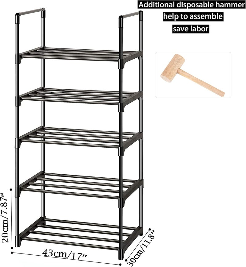OYREL Shoe Rack, Sturdy Metal Shoes Rack Organizer,Narrow Shoes Stand Shelf 5 Tier Shoe Racks for Closets Small Space - Image 2