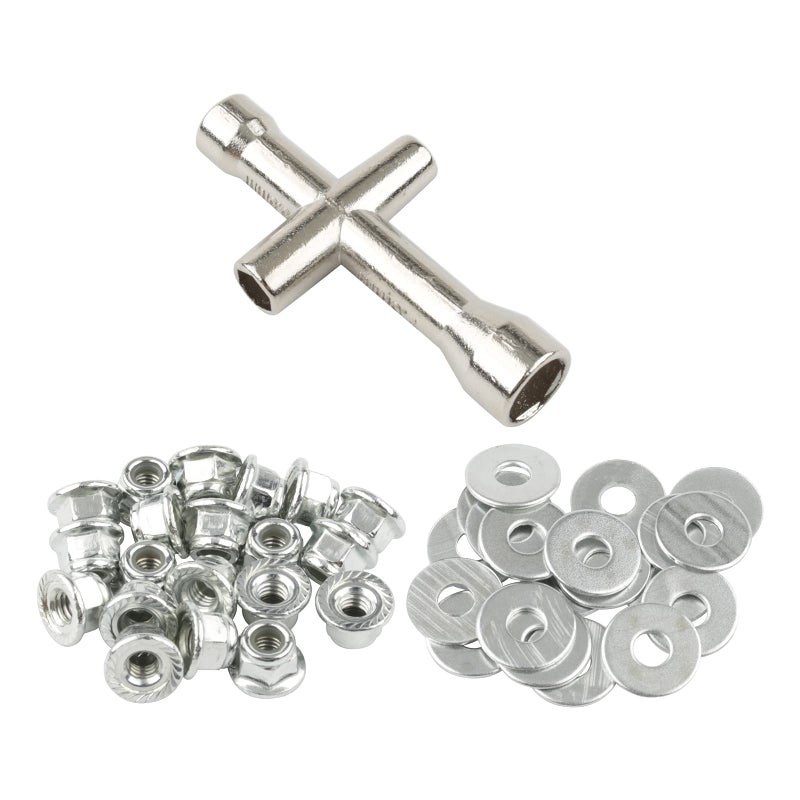 Rchobbytop 20 Pairs M4 Lock Nuts Serrated Flange Nylon Insert and M4 Flat Washers Cross Socket Wrench for 110 Traxxas Axial HPI Redcat HSP Model RC Vehicles Wheel Silver - Image 2
