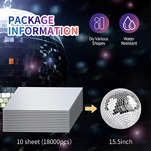 Vehipa 18000 PCS Silver Mini Square Disco Tiles, 5 x 5 mm Self-Adhesive Mirror Mosaic Tiles，Glass Mosaic Stickers for Vases, Cups, Home Decoration - Image 5