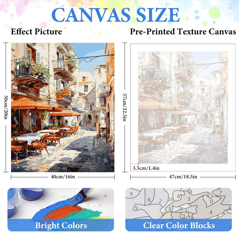 PRASIO Paint by Numbers Kit for Adults Beginner, Landscape Adult Paint by Number Kits on Canvas, DIY Acrylic Watercolor Oil Paint by Number for Adults for Home Decor Gift 16x20 Inch - Image 3