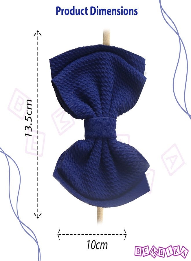 بيمبيكا طوق رأس بيمبيكا على شكل فيونكة، إكسسوارات شعر للبنات، طوق رأس للبنات، لون كحلي - Image 5