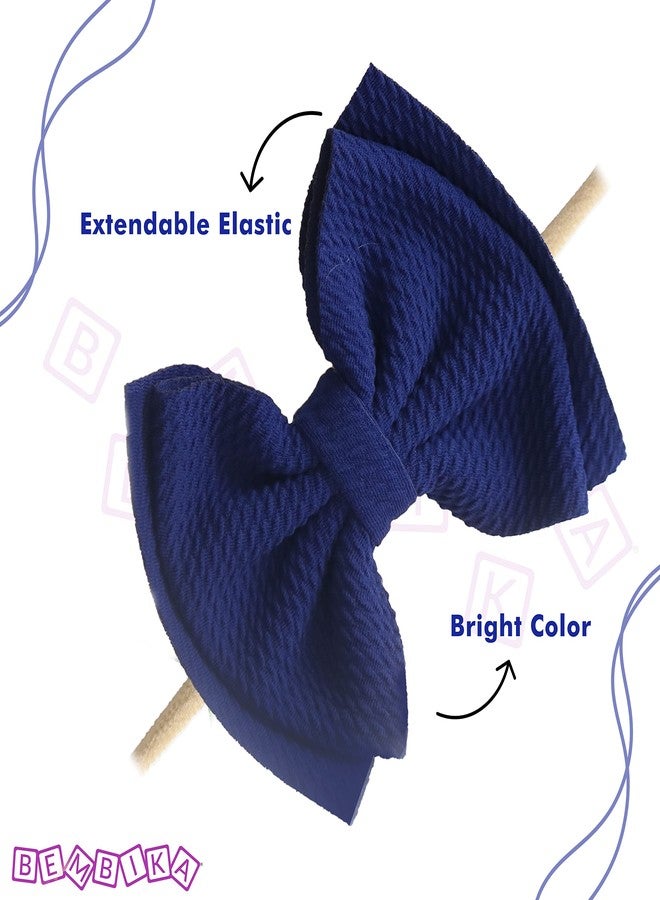 بيمبيكا طوق رأس بيمبيكا على شكل فيونكة، إكسسوارات شعر للبنات، طوق رأس للبنات، لون كحلي - Image 4