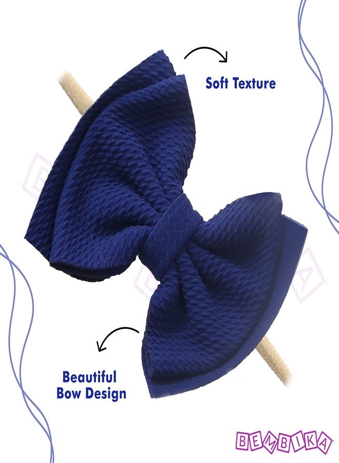 بيمبيكا طوق رأس بيمبيكا على شكل فيونكة، إكسسوارات شعر للبنات، طوق رأس للبنات، لون كحلي - Image 3