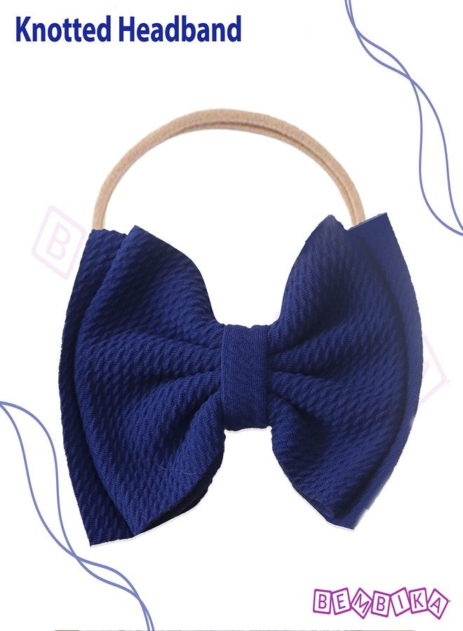 بيمبيكا طوق رأس بيمبيكا على شكل فيونكة، إكسسوارات شعر للبنات، طوق رأس للبنات، لون كحلي - Image 2