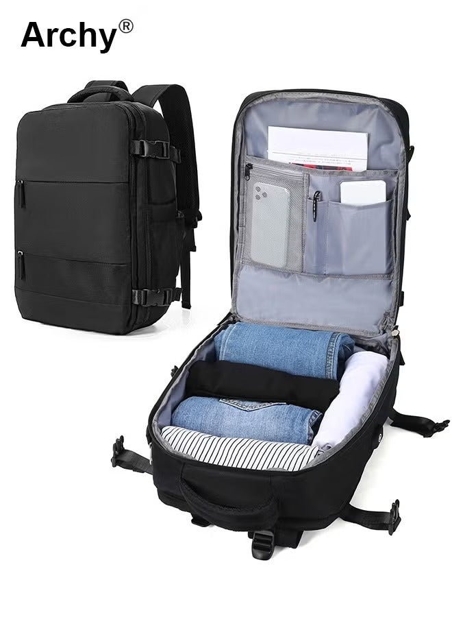 Travel Backpack Carry-On with USB Charging Port Men Women 15.6-Inch Laptop Backpack