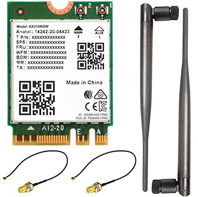 Waveshare Wireless Ax210 Nic, Gigabit Tri-Band Wi-Fi 6E, 802.11Ax Standard, Bluetooth 5.2, Ax210 Ngw Wifi Card, Mu-Mimo Ngff (M.2 A/E Key) Interface,Support Linux, Windows 10/8.1/8/7 - Image 1