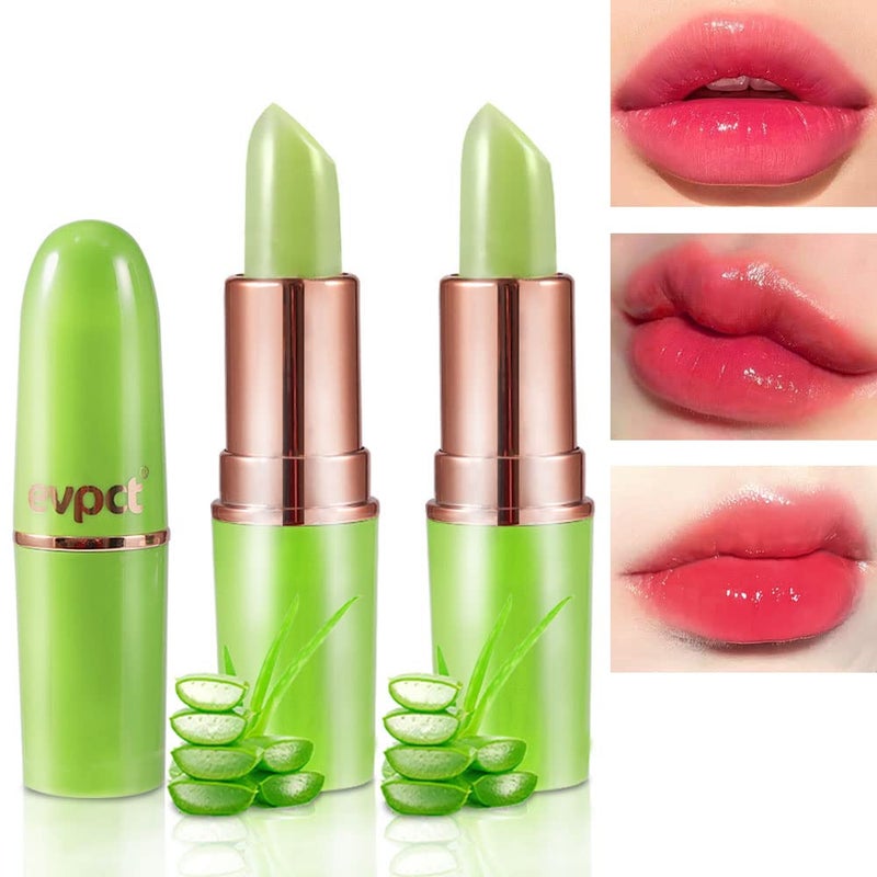 BINGBRUSH BINGBRUSH Aloe vera Color Changing LipstickMoisturizer Long Lasting Lip Care Magic Lip GlossMakeup Lipstick Set 2pcs Aloe 2 Count Pack of 1