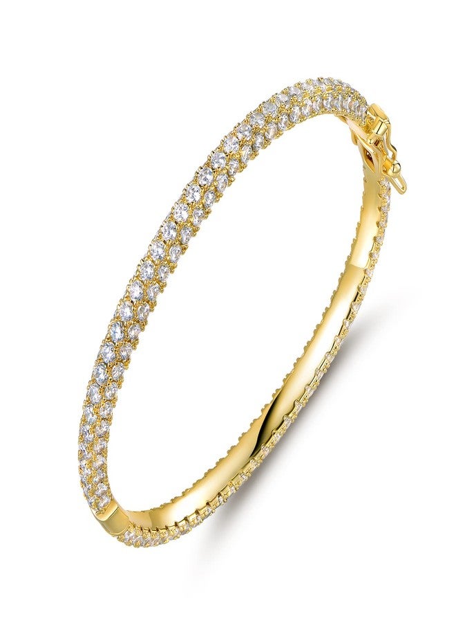 Barzel 18K Gold Plated Crystal Bling Eternity Bangle Bracelet (Gold) - Image 1