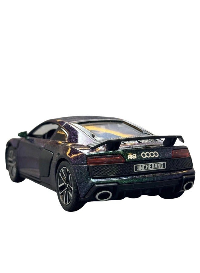 Alloy 132 Scale Audi R8 Sports Car Pull Back Toy with Sound and Light Effects Model for Decoration - Image 2