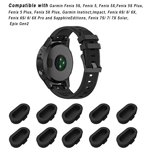 ACKLLR 10 Pieces Charger Port Protector for Fenix 7/7S/7X 5/5S/5X Plus/6S 6 6X, Silicone Dust Plug Anti-dust Plugs Compatible for Garmin Venu 2/Vivoactive 3/4/Instinct 2/Forerunner 935/45S/245/945, Black - Image 2