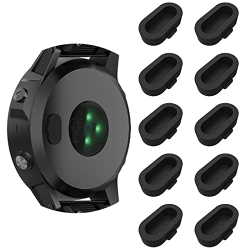 ACKLLR 10 Pieces Charger Port Protector for Fenix 7/7S/7X 5/5S/5X Plus/6S 6 6X, Silicone Dust Plug Anti-dust Plugs Compatible for Garmin Venu 2/Vivoactive 3/4/Instinct 2/Forerunner 935/45S/245/945, Black - Image 1