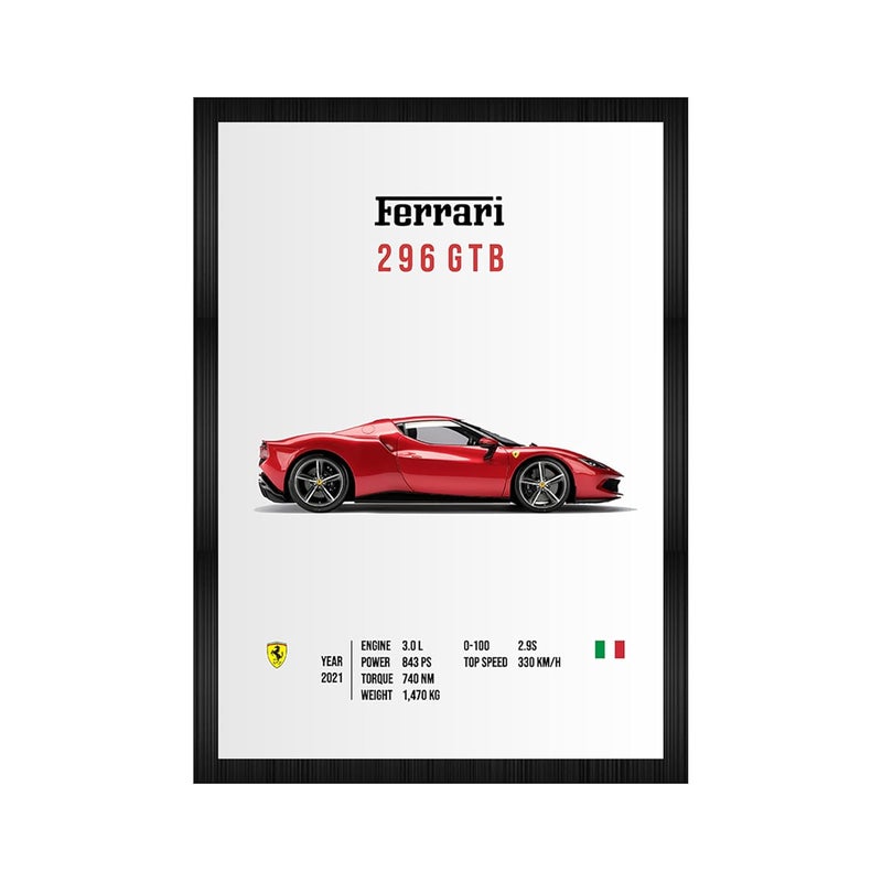 CodersParadise إطارات ملصقات حائط فيراري-3296 GTB | إطارات ملصقات جمالية A4 للمنزل، غرفة المعيشة، غرفة النوم والمكتب | أعمال فنية بإطارات حائط | ملصقات ذات موضوع معلقة - Image 1