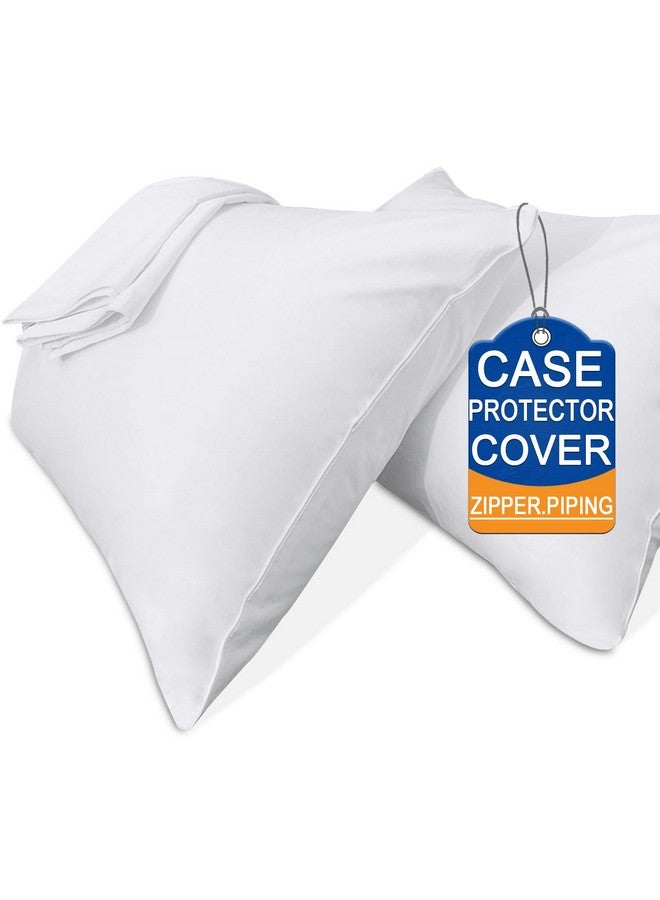 Precoco Toddler Pillowcase Set - 2 White Cotton 14x19 Inch Pillow Covers with Zipper Design for Secure Fit and Comfortable Sleep - Image 1