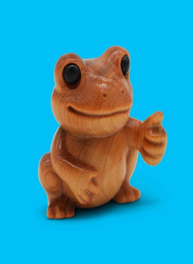 GOOFBALLS Mini Wooden Figurine – Funny Desk Toy, Cute, Quirky Collectible, Unique Gift for Office or Home Décor Shelf Display - Frog - Image 3