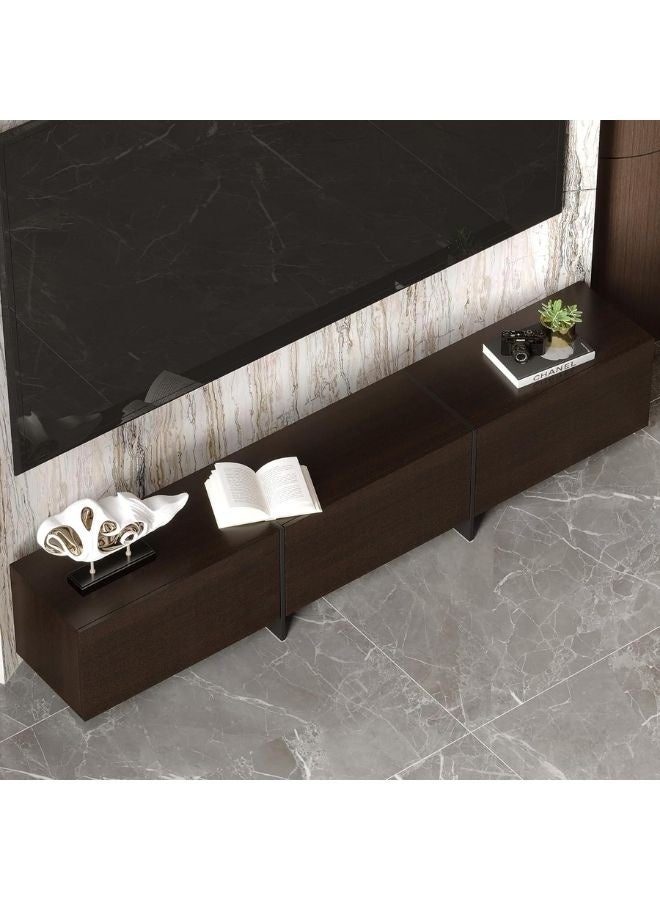 Karnak Offney Contemporary TV Stand for TVs up to 70 Inches – Light Walnut & Espresso Finish – 3 Drawers, 2 Open Shelves, MDF & Particle Board Construction Walnut - Image 3