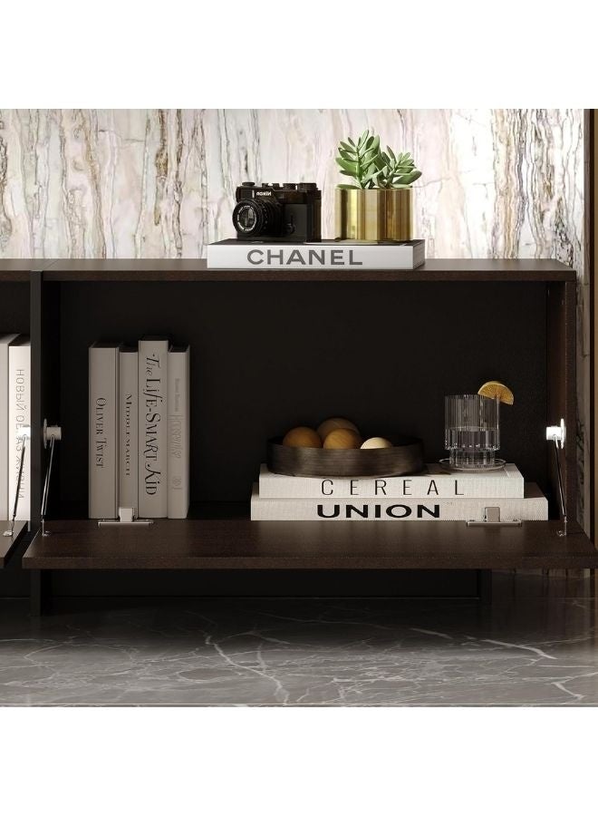Karnak Offney Contemporary TV Stand for TVs up to 70 Inches – Light Walnut & Espresso Finish – 3 Drawers, 2 Open Shelves, MDF & Particle Board Construction Walnut - Image 4