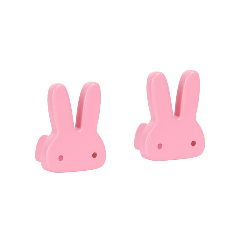 FLY FROG Kids Wooden Cabinet Knobs – Cute Rabbit Shape Doors, Drawer & Wardrobe Pull Handles for Kids Room, Nursery Furniture & Home Décor (Pack of 2) (Pink Bunny) - Image 1