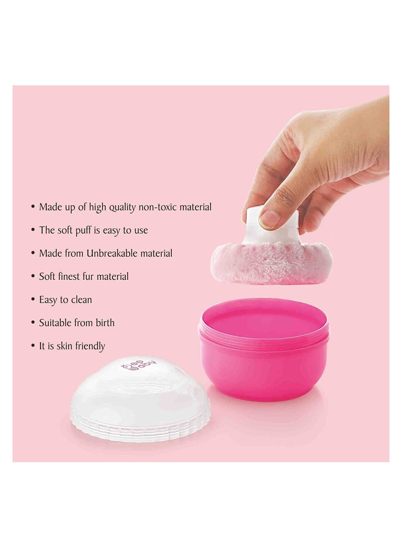 BeeBaby Classic Powder Puff with Container for Baby Pink Soft Touch 90 gm - Image 2