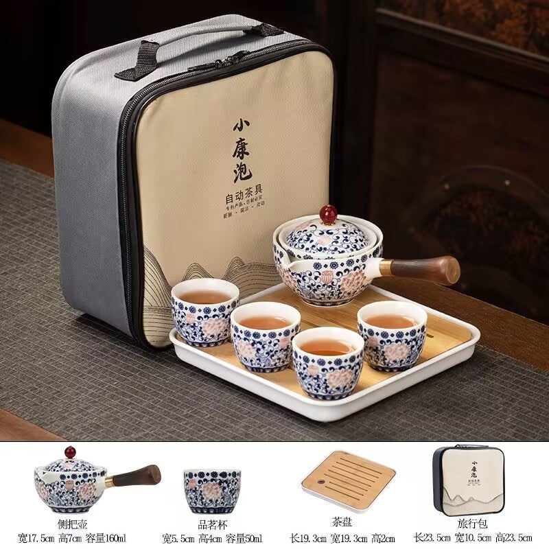 Household Kung Fu Tea Set Side Handle Anti-Scalding Outdoor Car Portable Travel Portable One Pot Four Cups Tea Maker Gift Box - Image 1