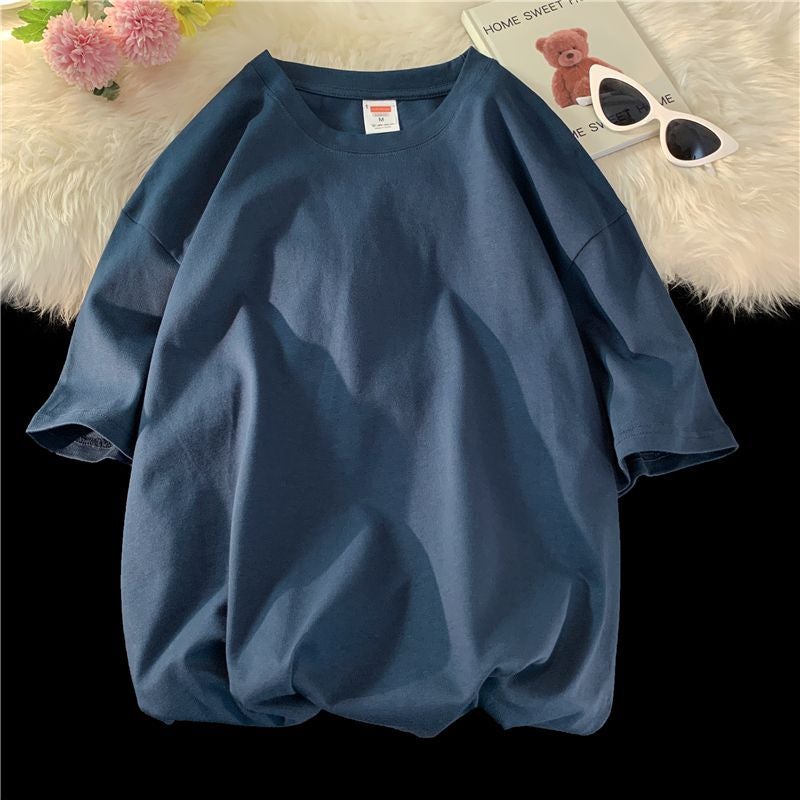 260G high-weight T-shirt bulk solid color hot stamping tremolo live supply plus size light T-shirt - Image 1