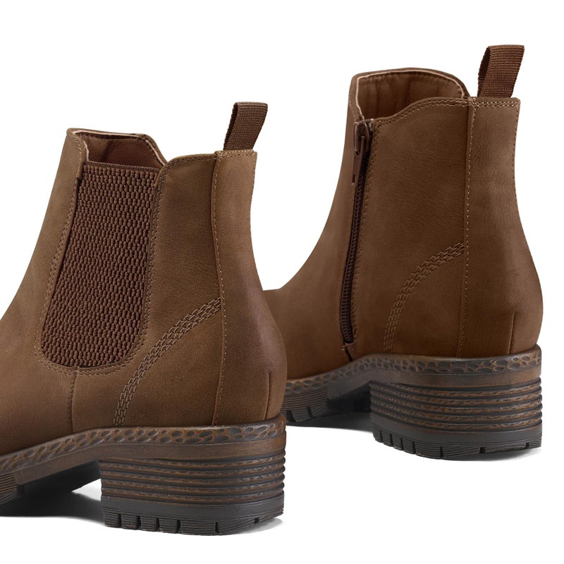mysoft Women's Chelsea Ankle Boots Side Zipper Chunky Block Low Heel Booties Lug Sole Short Boots - Image 4