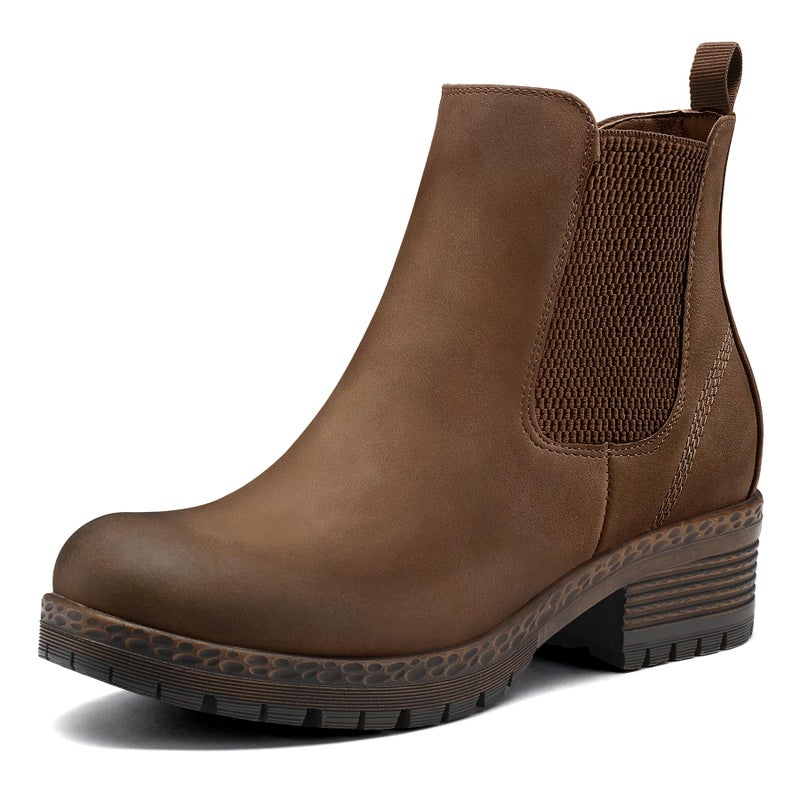 mysoft Women's Chelsea Ankle Boots Side Zipper Chunky Block Low Heel Booties Lug Sole Short Boots - Image 1