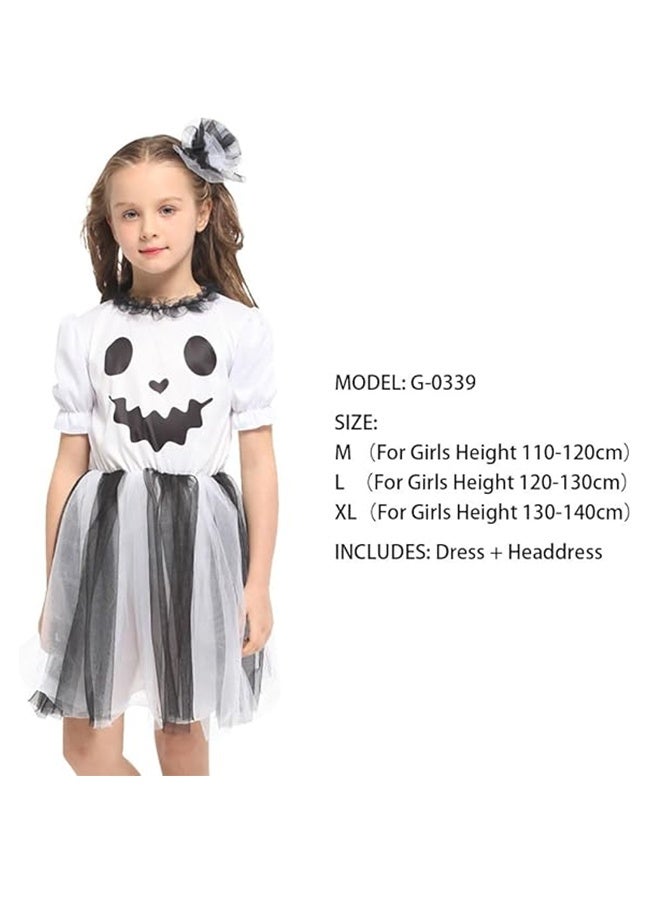 JCB CHIC Children's White Ghost Jumpsuit ,Halloween Cosplay Costume,Ghostly Toddler Dress Costume for Halloween Birthday and Party(L) - Image 2