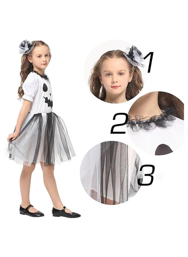 JCB CHIC Children's White Ghost Jumpsuit ,Halloween Cosplay Costume,Ghostly Toddler Dress Costume for Halloween Birthday and Party(L) - Image 3
