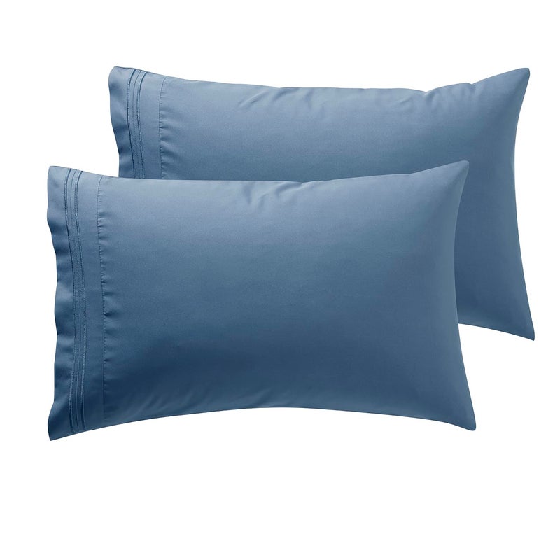 Nestl Blue Heaven Pillow Cases Soft Queen Size Set of 2 1800 Microfiber Envelope Closure 20x30 Inches