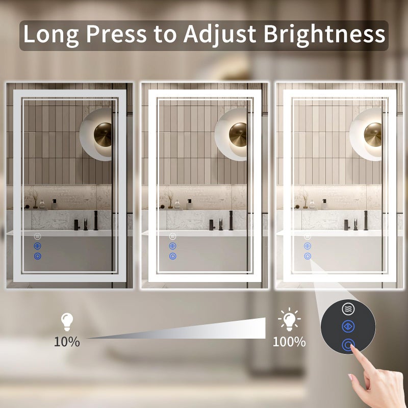 WISSMIELS 30"x38" LED Bathroom Mirror with Lights, Anti-Fog, Backlit + Front Lit, Dimmable, Led Vanity Mirror for Wall, Lighted Bathroom Mirror, 3 Colors, Shatter-Proof Tempered Glass - Image 4
