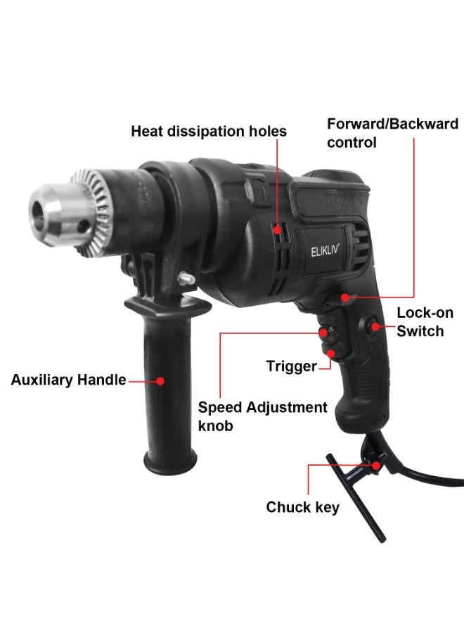 ELIKLIV Household Electric Drill, 220V Impact Drill, Multifunctional Power Tool, Electric Hand Drill for Small Electric Hammer - Image 4