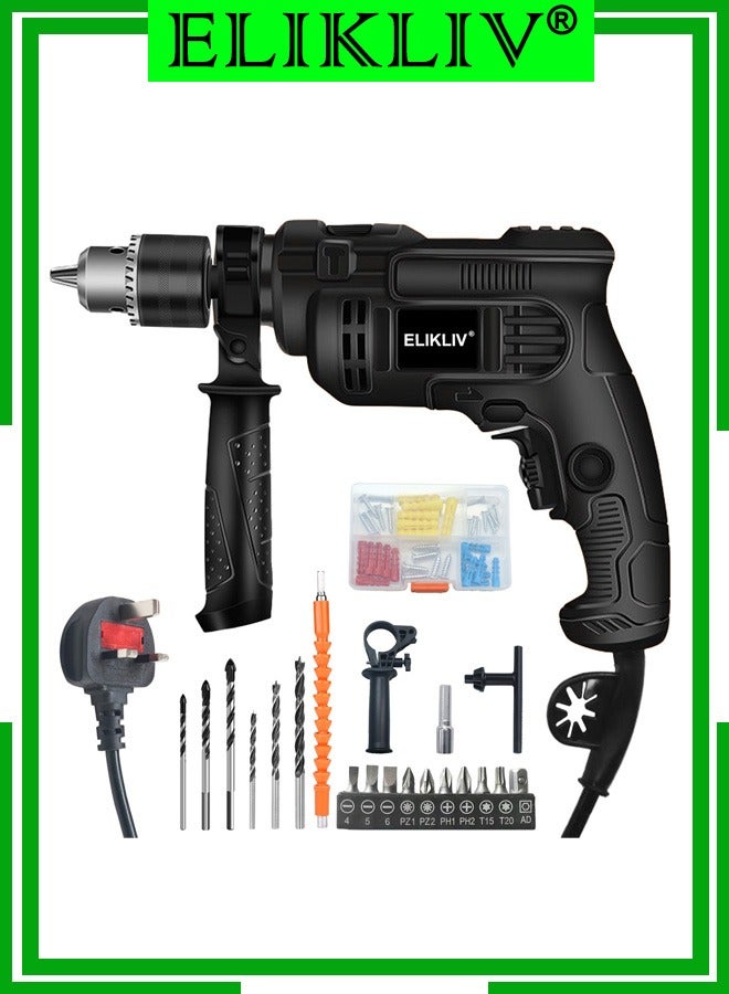ELIKLIV Household Electric Drill, 220V Impact Drill, Multifunctional Power Tool, Electric Hand Drill for Small Electric Hammer - Image 1