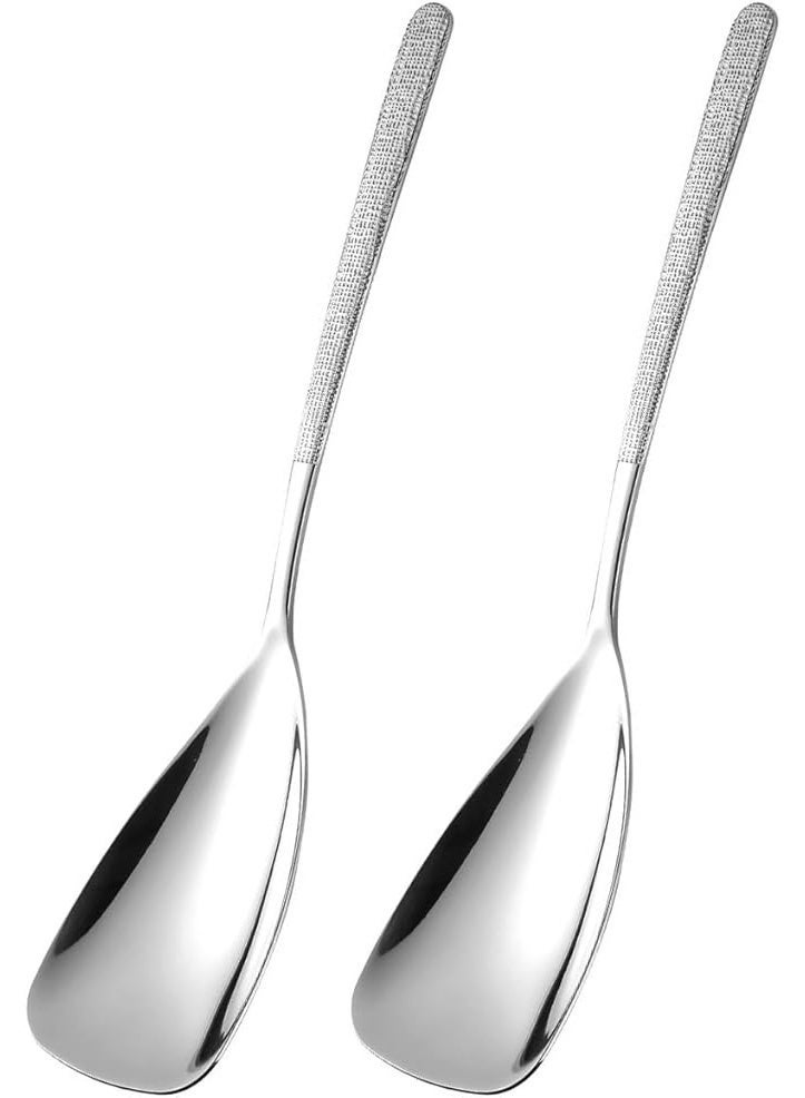 2 Elegant Serving Spoons, Made of SUS 304 Stainless Steel, Scoop-Shaped Spoons, Serving Rice Spoons, Dishwasher Safe - Image 1