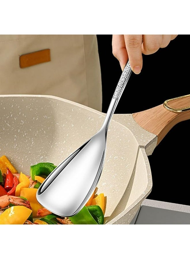 2 Elegant Serving Spoons, Made of SUS 304 Stainless Steel, Scoop-Shaped Spoons, Serving Rice Spoons, Dishwasher Safe - Image 3