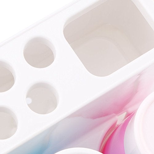 ENJOYPRO Toothbrush Holder 5 Hole Toothpaste Stand Bathroom Organizer with 3 Rinse Cups for Family Set - Image 4