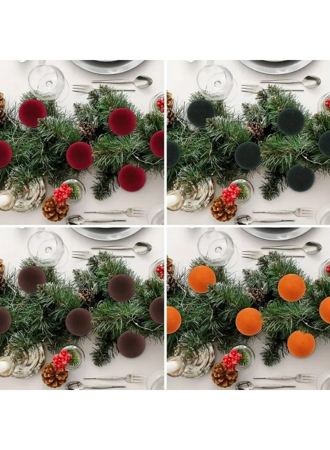 Kandid زينة كرات عيد الميلاد المخملية 6 قطع زينة شجرة عيد الميلاد كرات معلقة 6 سم لشجرة عيد الميلاد زينة العطلات الحفلات (مخملية حمراء) - Image 3