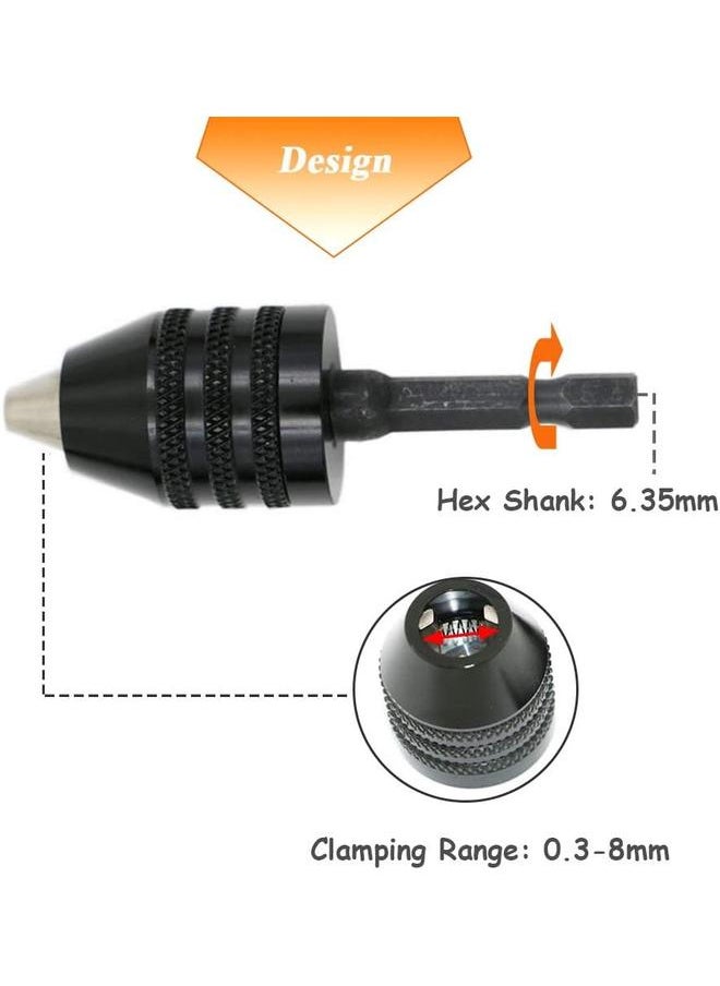 yongsheng - 0.3-8mm Keyless Drill Chuck, 1/4 inch Hex Shank Keyless Drill Chuck Conversion Tool Electric Screwdriver Quick Change Adapter Converter - Image 1
