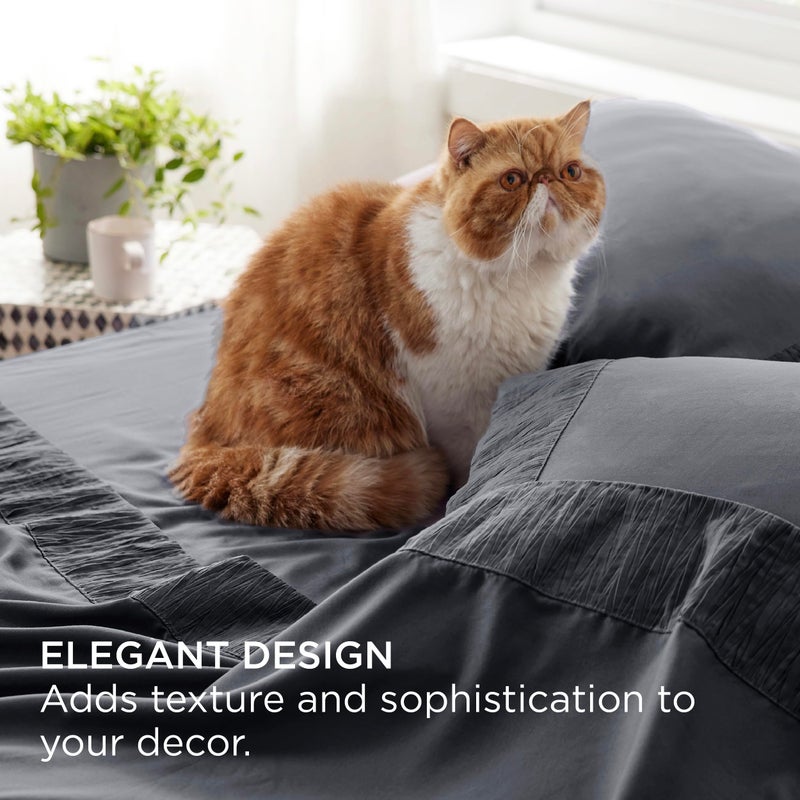 Bedsure King Size Sheets Set - 4 Pieces Soft King Sheets - Breathable & Cooling - Hotel Luxury - Easy Care Polyester Microfiber Bedding for Women, Men, Dark Grey - Image 4