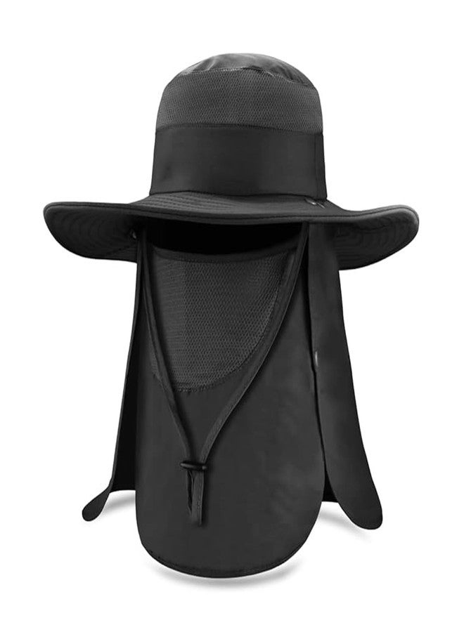 Homeaura Nylon Mens Sun Hat Wide Brim Summer Sun Cap UV Protection Fishsing Hat Foldable Bucket Hat Outdoor Black - Image 1