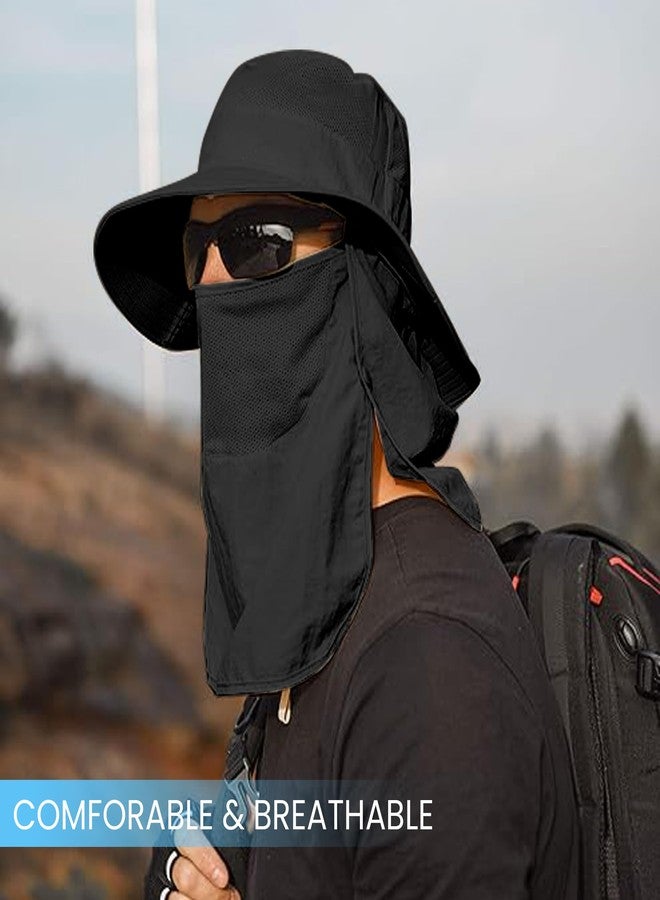 Homeaura Nylon Mens Sun Hat Wide Brim Summer Sun Cap UV Protection Fishsing Hat Foldable Bucket Hat Outdoor Black - Image 5