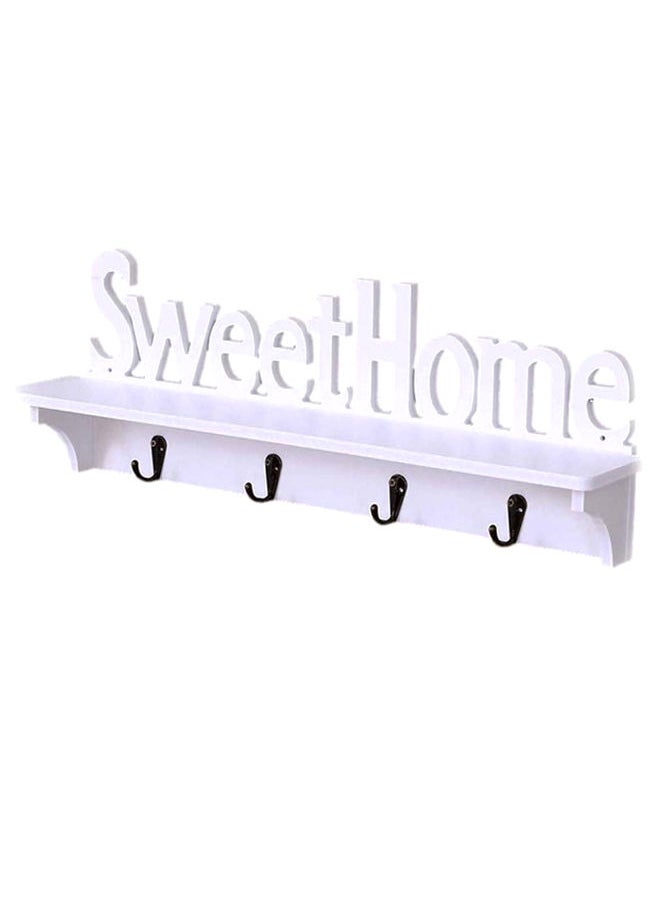 NIBEMINENT Sweet Home Wall Hanging Key Holder Hook White/Black 47 x 9centimeter  - Image 1