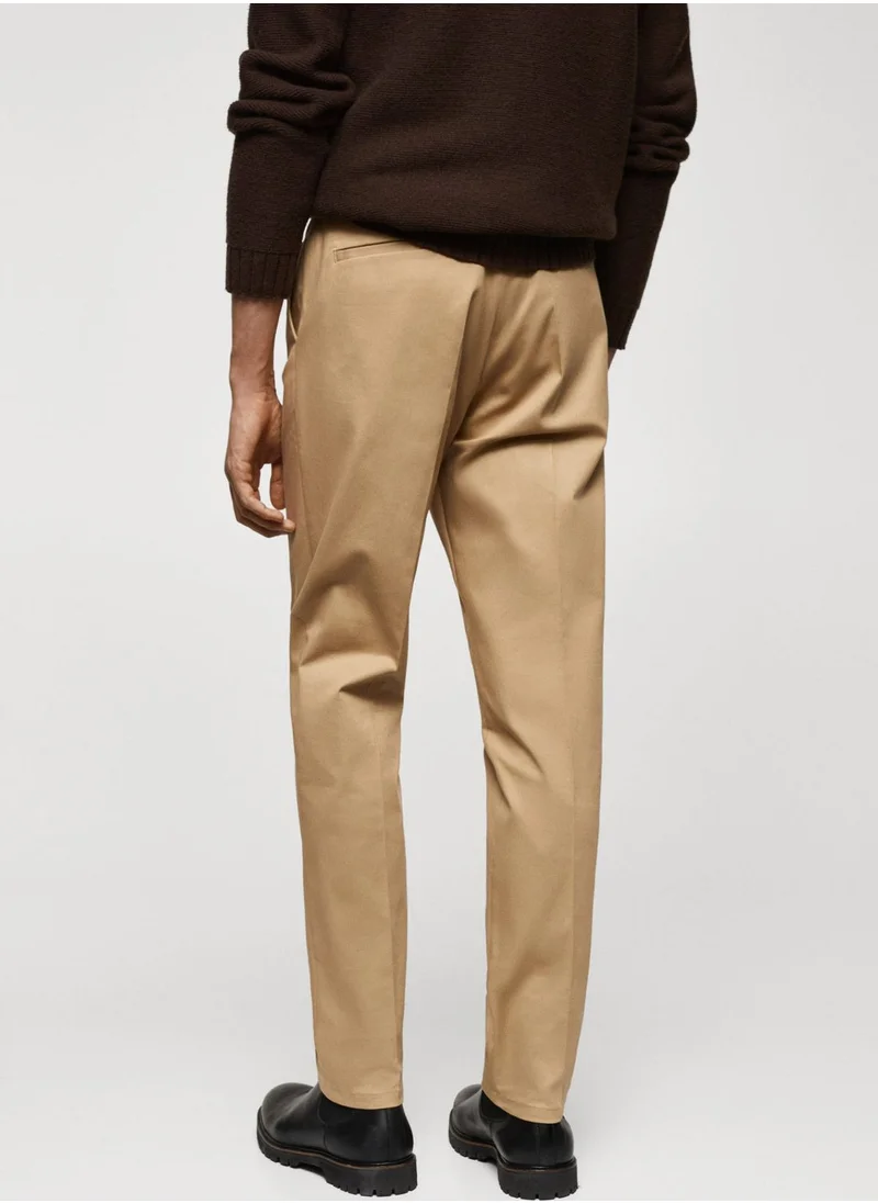 Mango Man Slim Fit Pleated Trousers