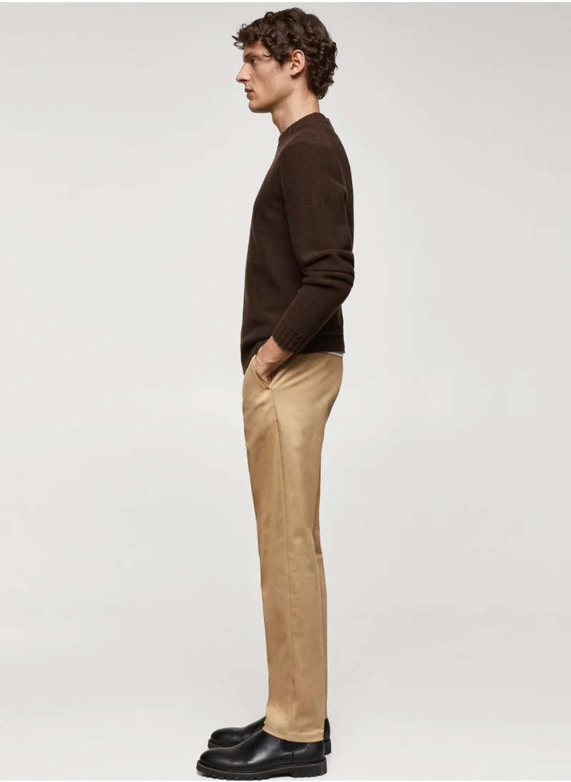 Mango Man Slim Fit Pleated Trousers